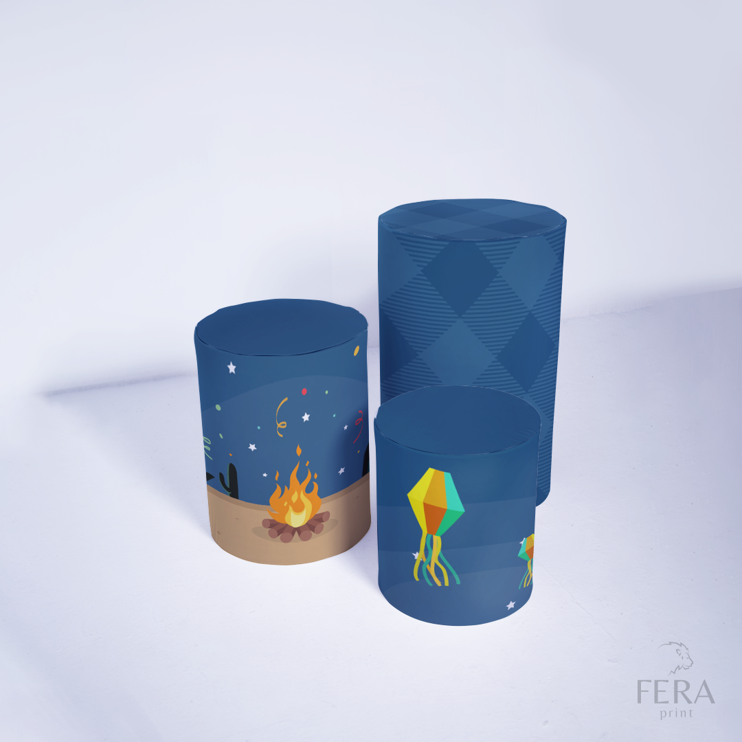 Kit Capa Cilindros + Capa Painel O Mió Arraiá Azul Sublimado