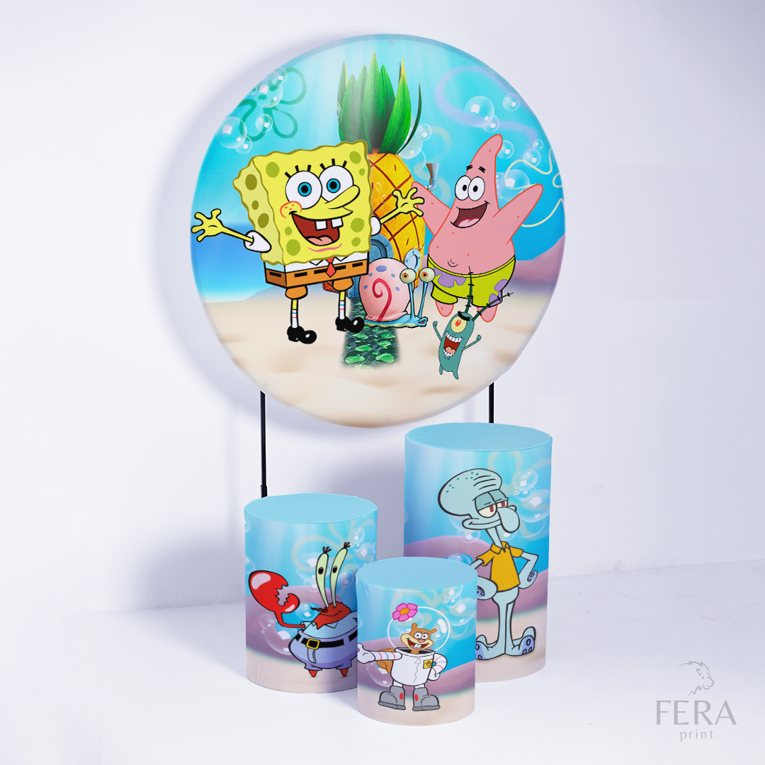 Kit Capa Cilindros + Capa Painel Esponja Amarela Abacaxi Sublimado