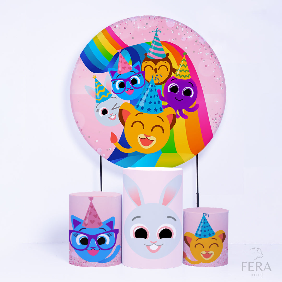 Kit Capa Cilindros + Capa Painel Bichinhos Rosa Sublimado