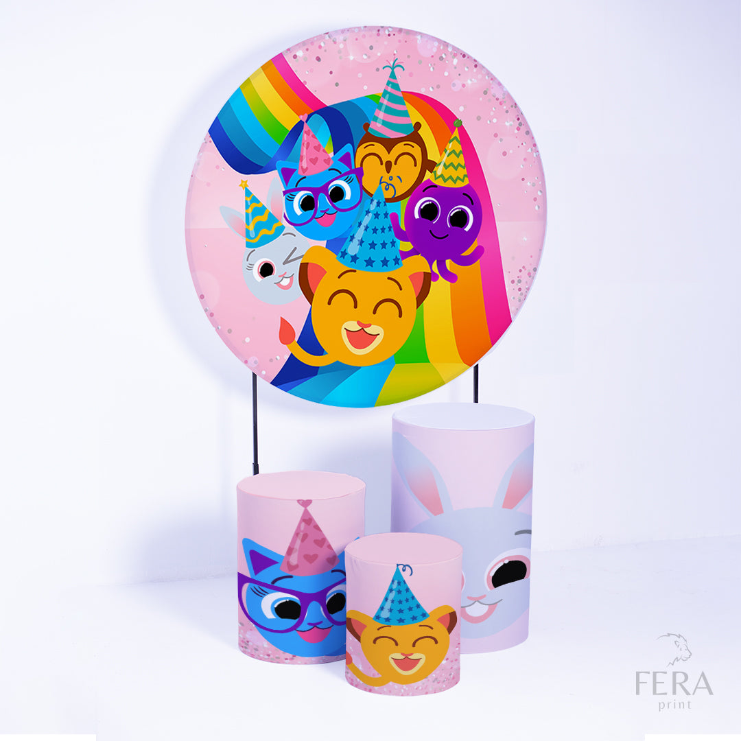Kit Capa Cilindros + Capa Painel Bichinhos Rosa Sublimado