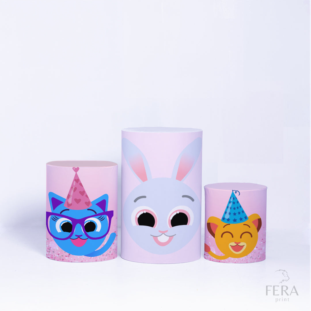 Kit Capa Cilindros + Capa Painel Bichinhos Rosa Sublimado