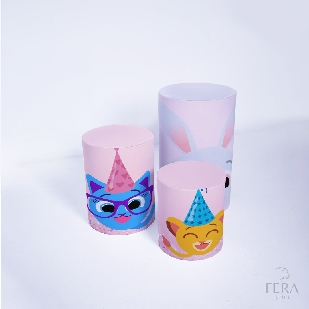 Kit Capa Cilindros + Capa Painel Bichinhos Rosa Sublimado