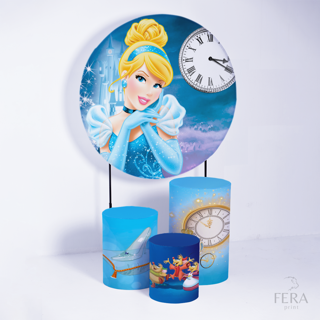 Kit Capa Cilindros + Capa Painel Princesa do Sapatinho de Cristal Sublimado