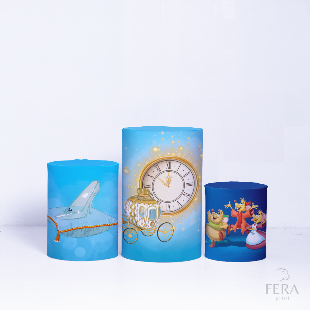 Kit Capa Cilindros + Capa Painel Princesa do Sapatinho de Cristal Sublimado