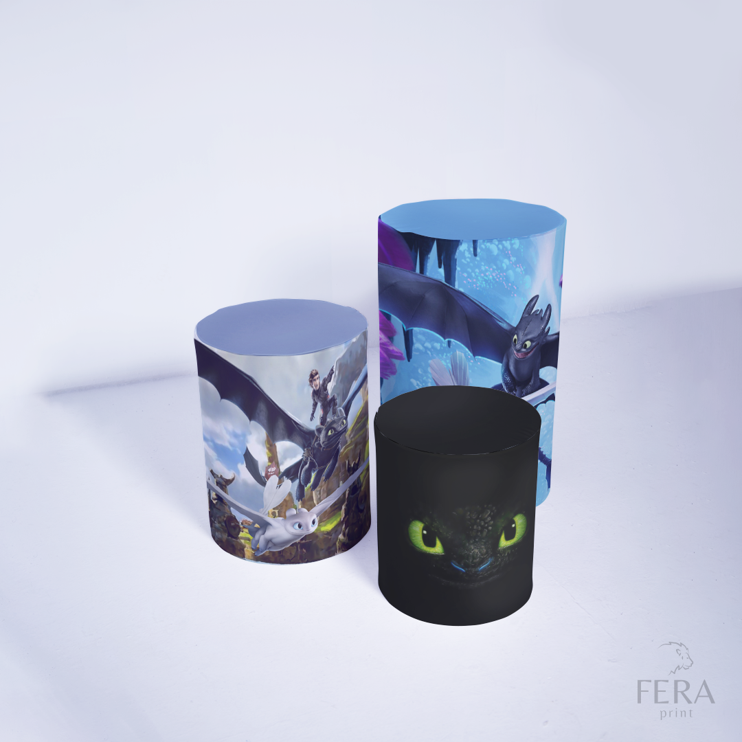 Kit Capa Cilindros + Capa Painel Como Treinar seu Dragão Sublimado