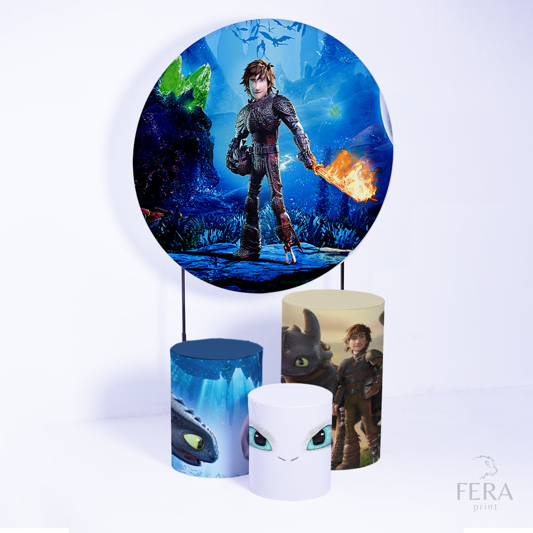 Kit Capa Cilindros + Capa Painel Como Treinar seu Dragão Sublimado