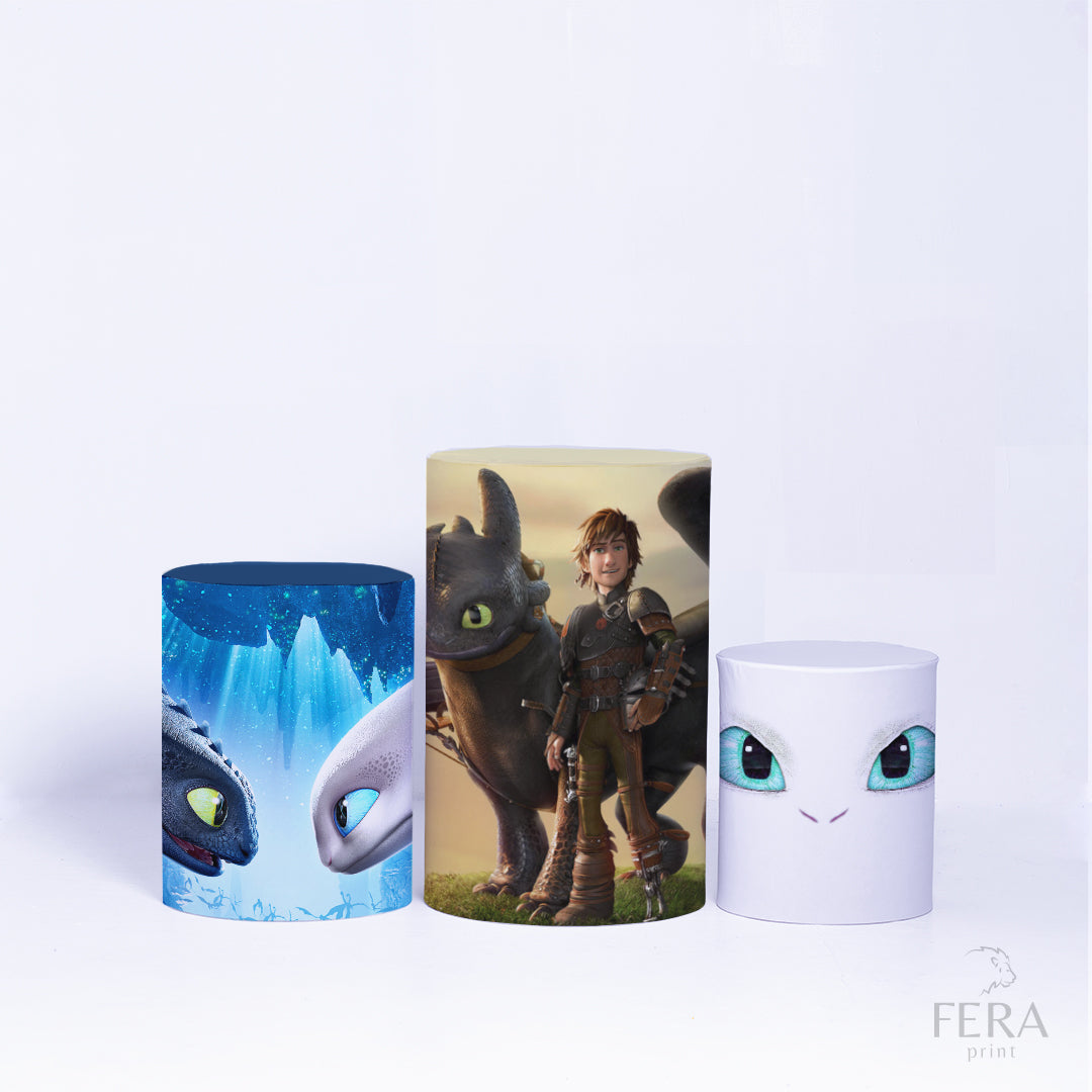 Kit Capa Cilindros + Capa Painel Como Treinar seu Dragão Sublimado