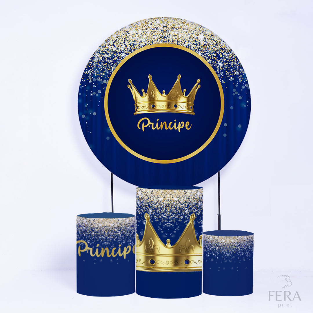 Kit Capa Cilindros + Capa Painel Príncipe Azul e Dourado Sublimado