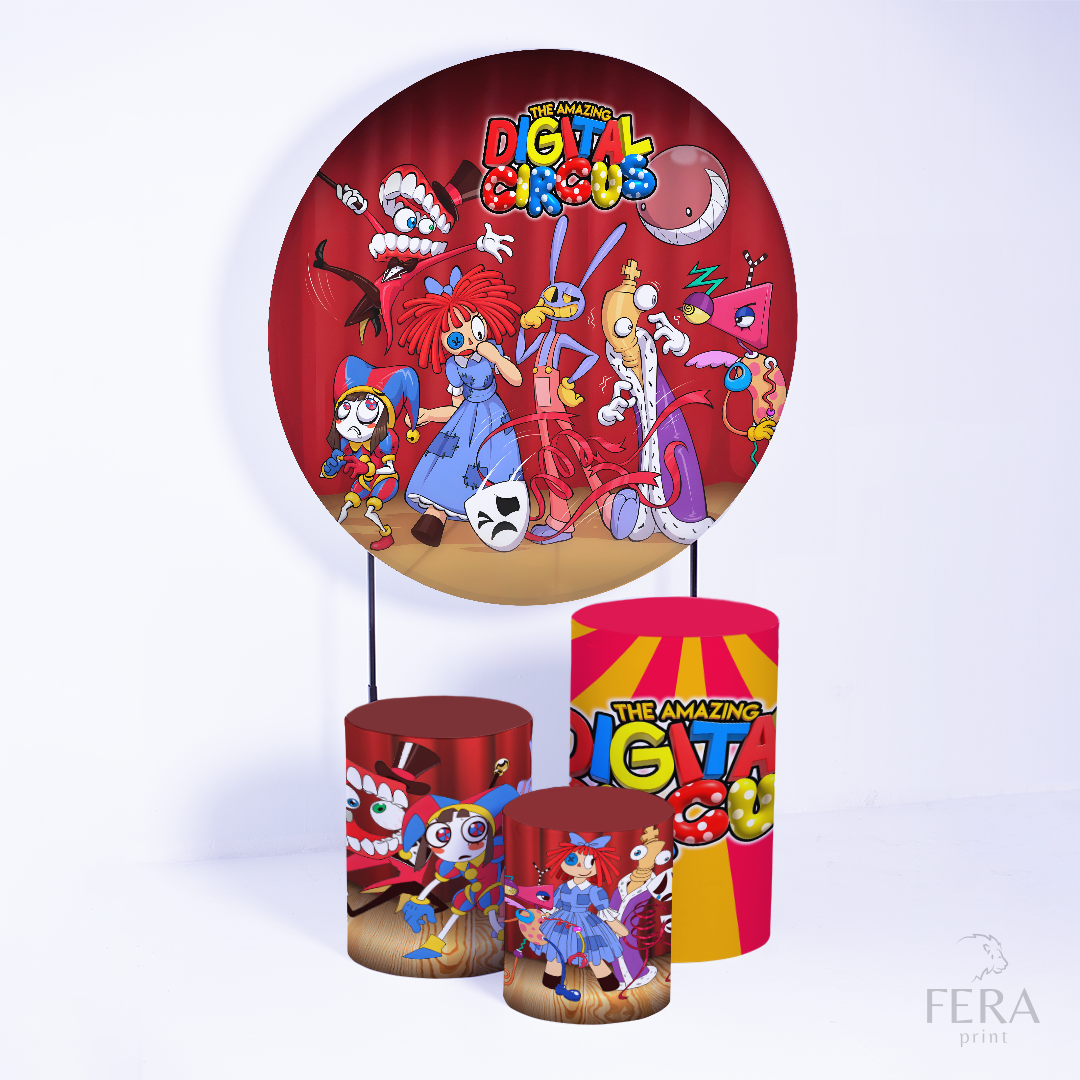 Kit Capa Cilindros + Capa Painel Circo Azul e Vermelho Sublimado