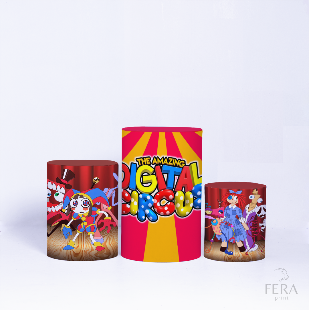 Kit Capa Cilindros + Capa Painel Circo Azul e Vermelho Sublimado