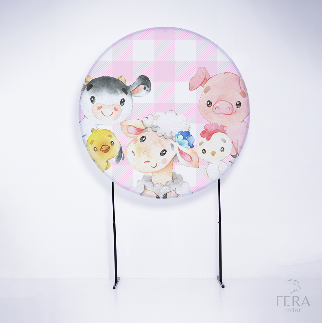 Kit Capa Cilindros + Capa Painel Fazendinha Rosa Sublimado