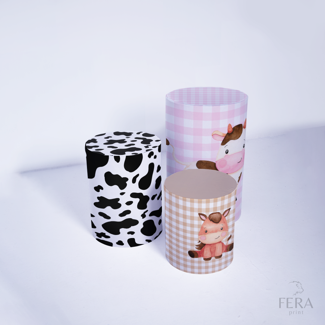 Kit Capa Cilindros + Capa Painel Fazendinha Rosa Sublimado