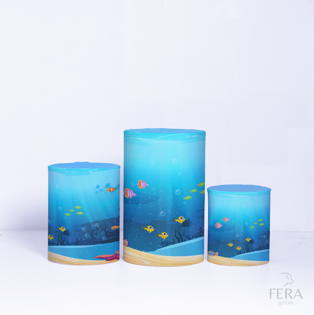 Kit Capa Cilindros + Capa Painel Fundo do Mar Sublimado