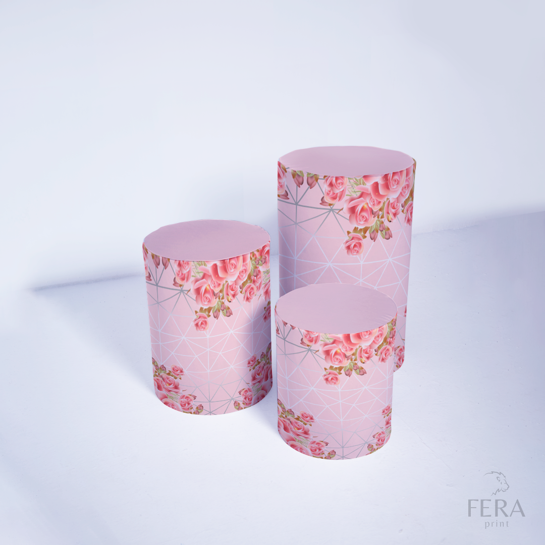 Kit Capa Cilindros + Capa Painel Floral Rosa Sublimado