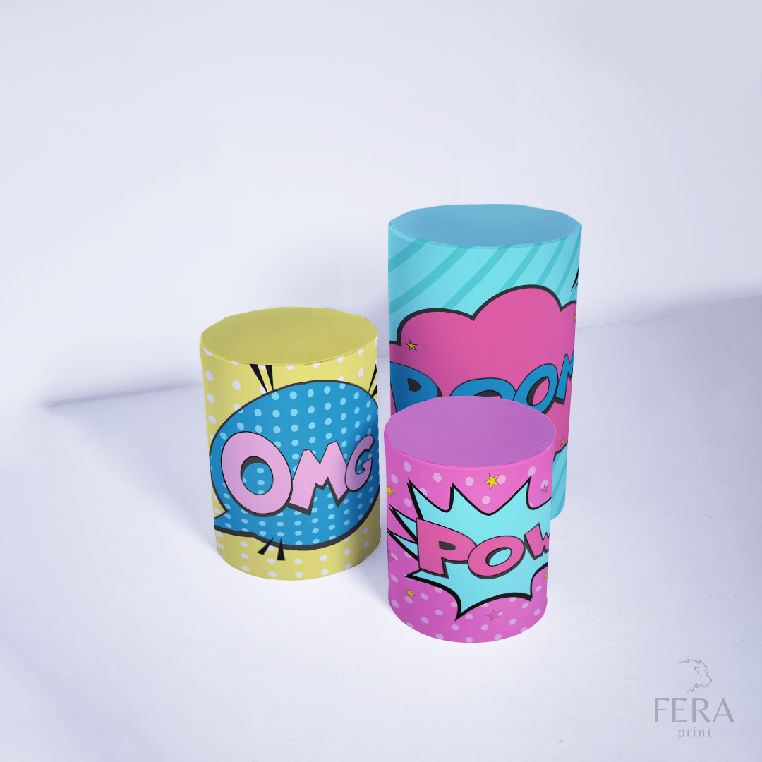 Kit Capa Cilindros + Capa Painel Heróis Rosa Sublimado