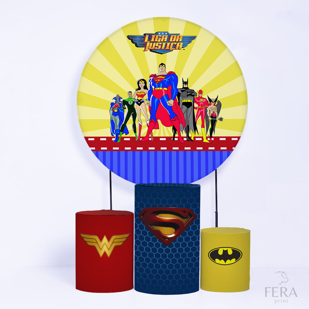 Kit Capa Cilindros + Capa Painel Heróis da Justiça Sublimado