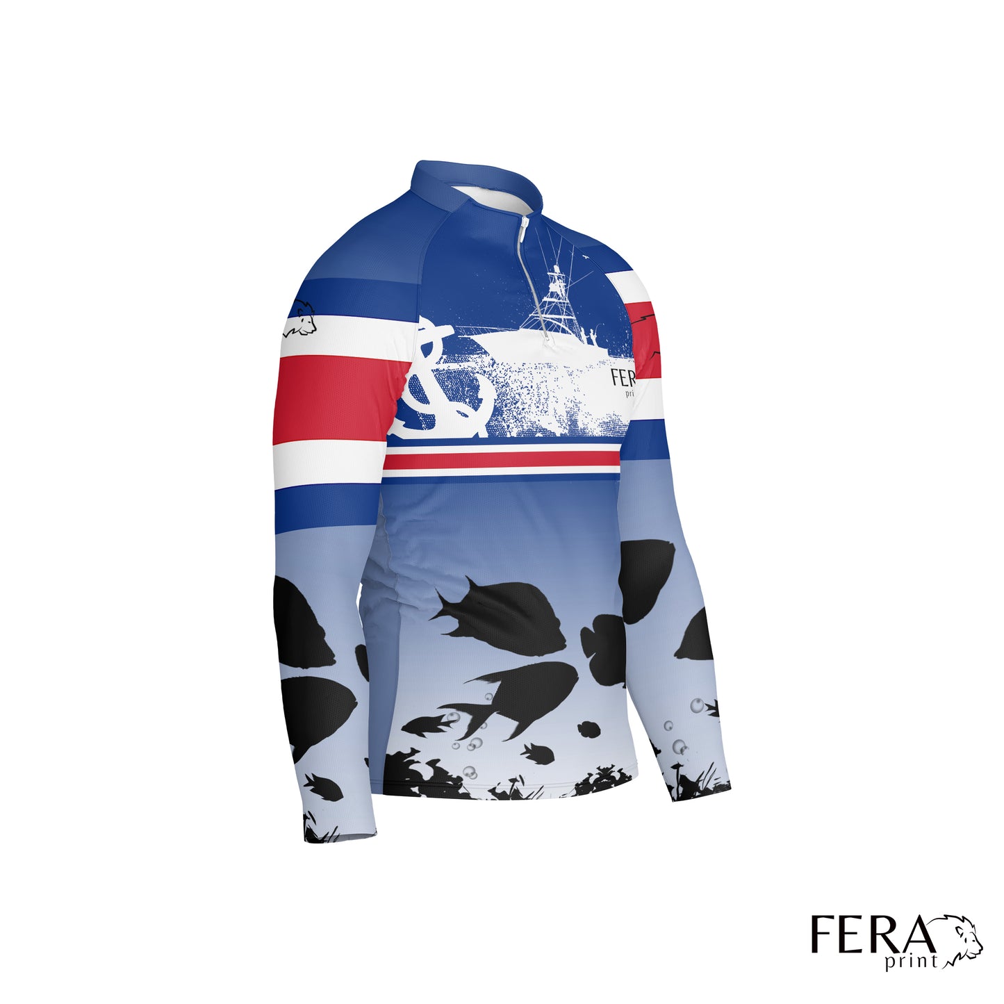 Camiseta de Pesca Manga Longa com Zíper