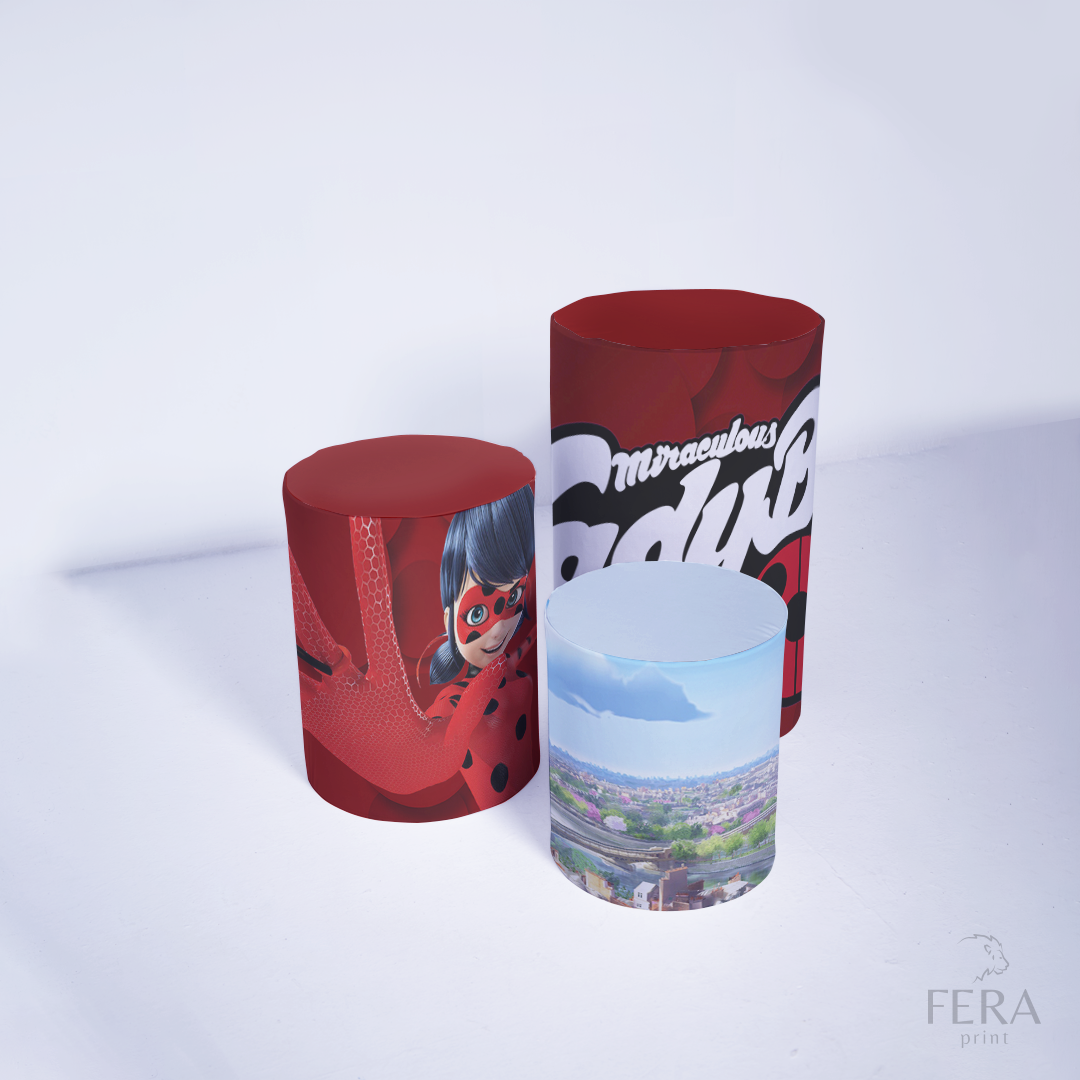 Kit Capa Cilindros + Capa Painel Princesa Joaninha Vermelha Sublimado