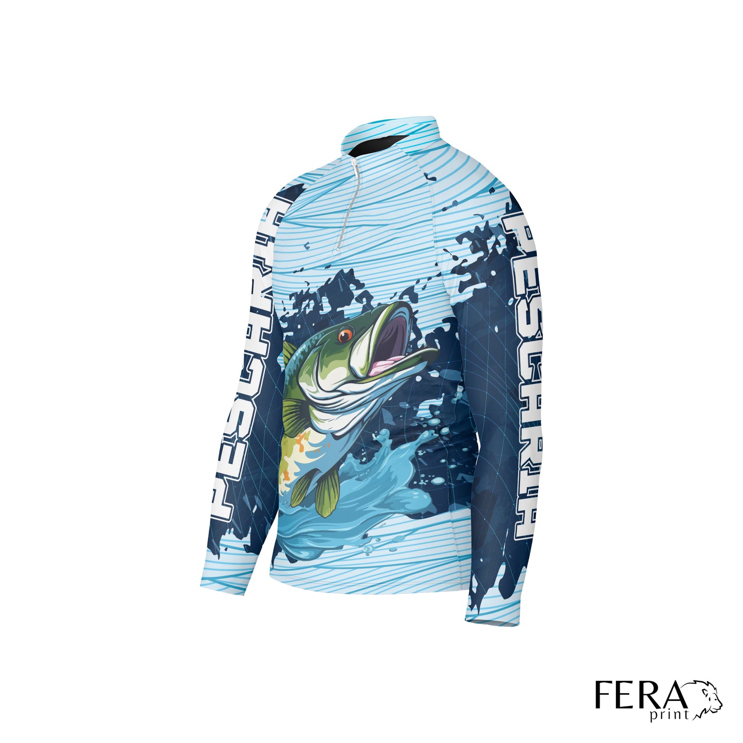 Camiseta de Pesca Manga Longa com Zíper