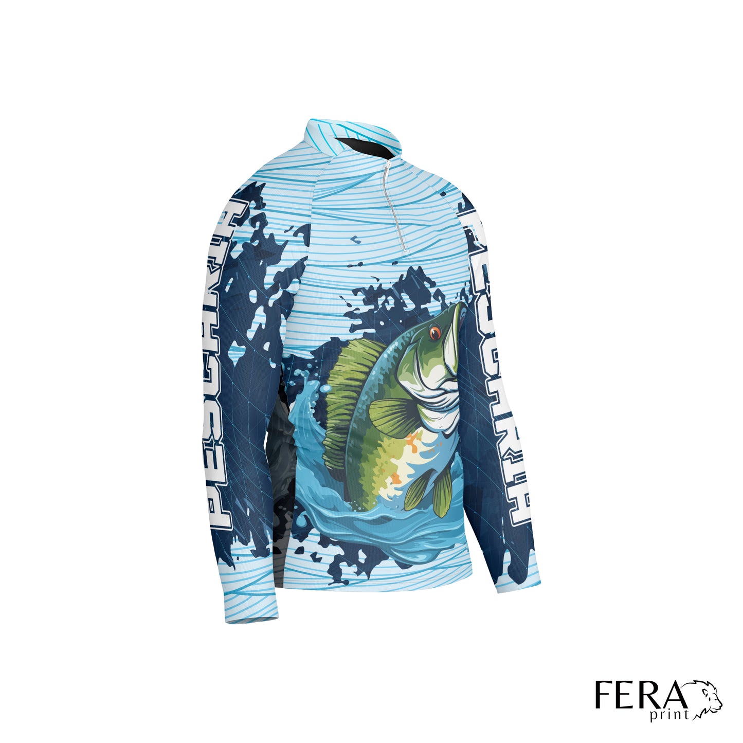 Camiseta de Pesca Manga Longa com Zíper