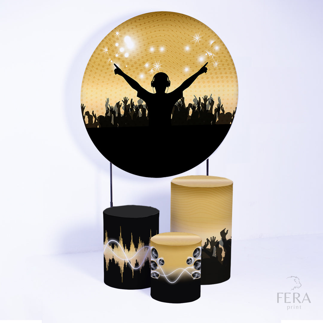 Kit Capa Cilindros + Capa Painel Dj Dourado Sublimado