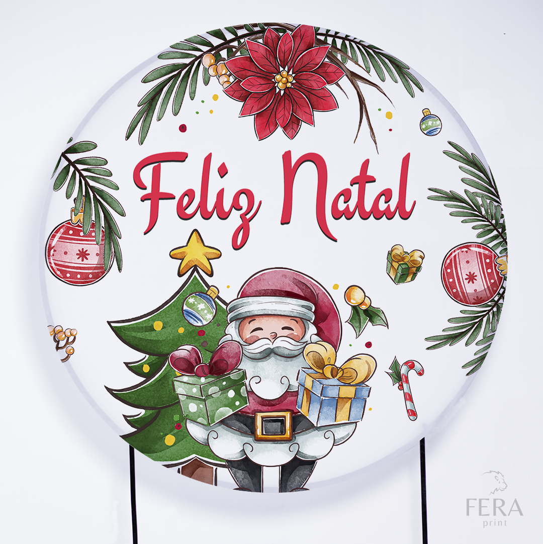 Kit Capa Cilindros + Capa Painel Feliz Natal Sublimado