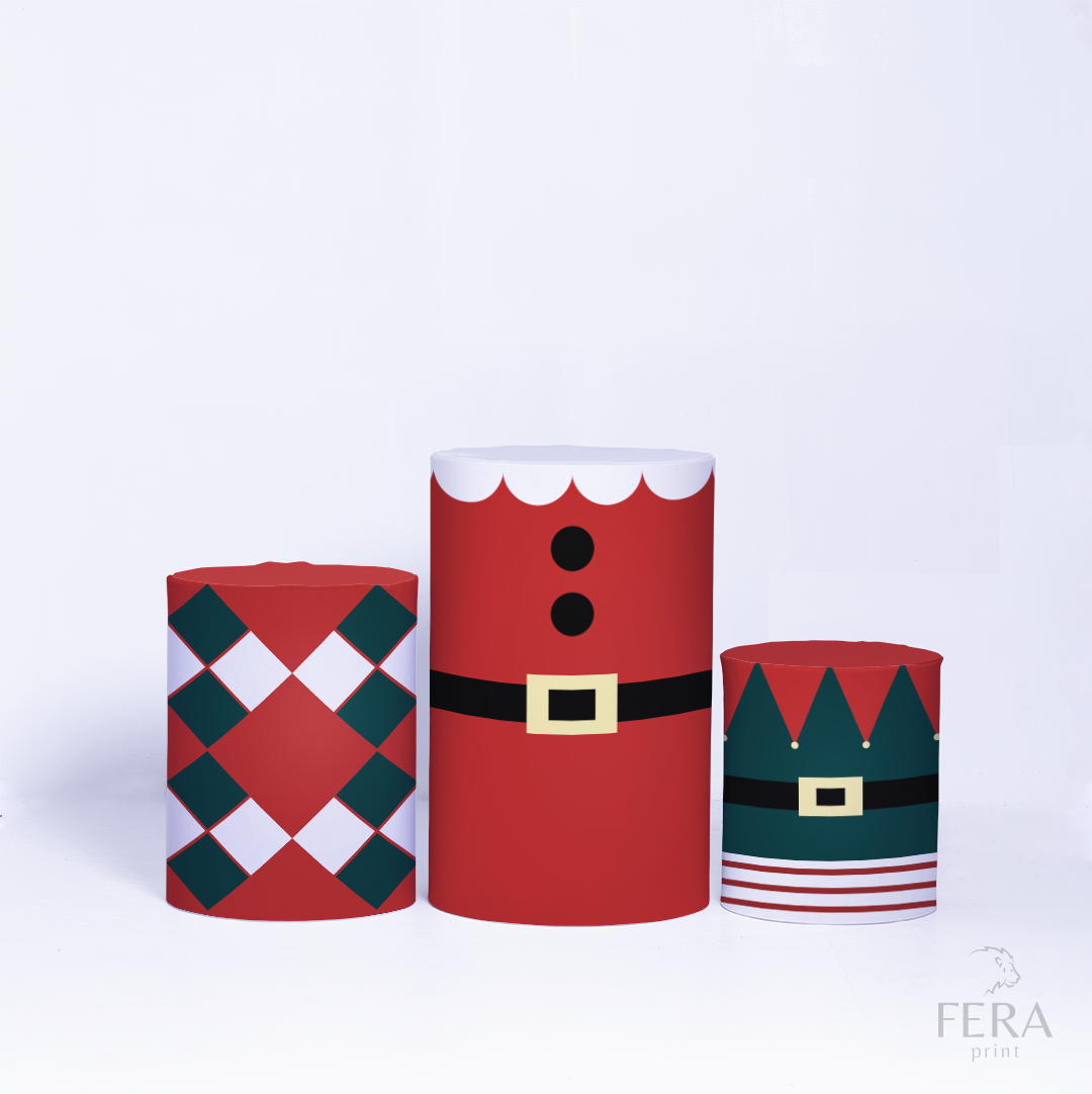 Kit Capa Cilindros + Capa Painel Feliz Natal Sublimado