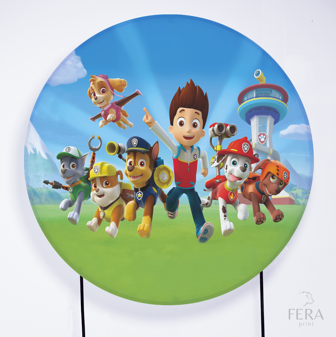 Painel Redondo Cães Patrulheiros Azul Sublimado
