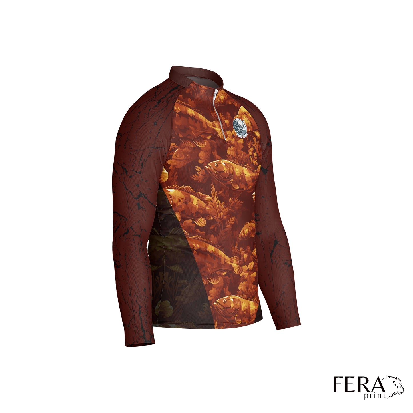 Camiseta de Pesca Manga Longa com Zíper