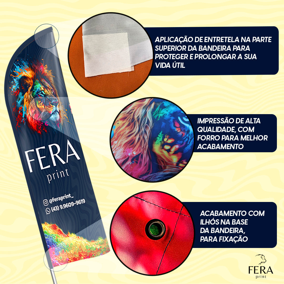 Wind Banner Barbearia Face Dupla Somente a Bandeira