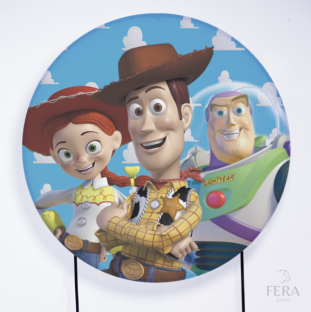 Painel Redondo Brinquedos Story Amigos Sublimado