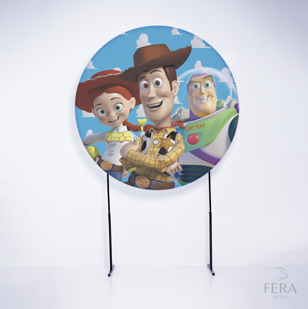 Painel Redondo Brinquedos Story Amigos Sublimado