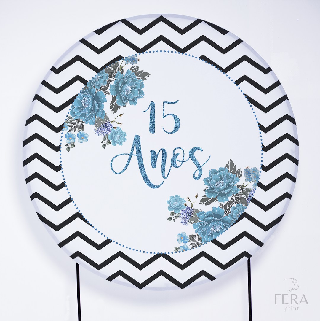 Kit Painéis + Capa Trio Capa Cilindro Casado 15 Anos Azul Sublimado