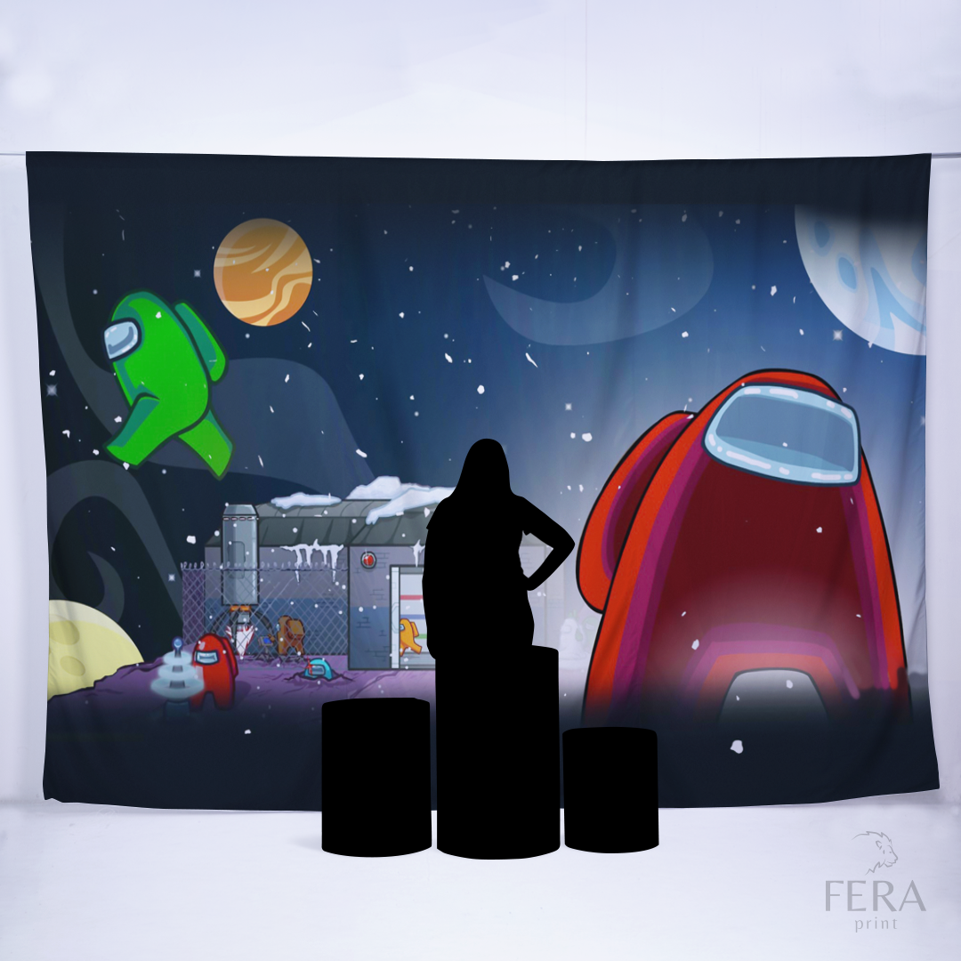 Painel Sublimado Retangular Game Astronautas