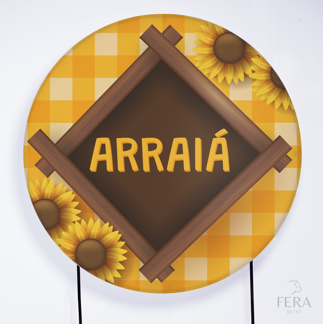 Kit Capa Cilindros + Capa Painel Festa Junina Arraiá Amarelo Sublimado