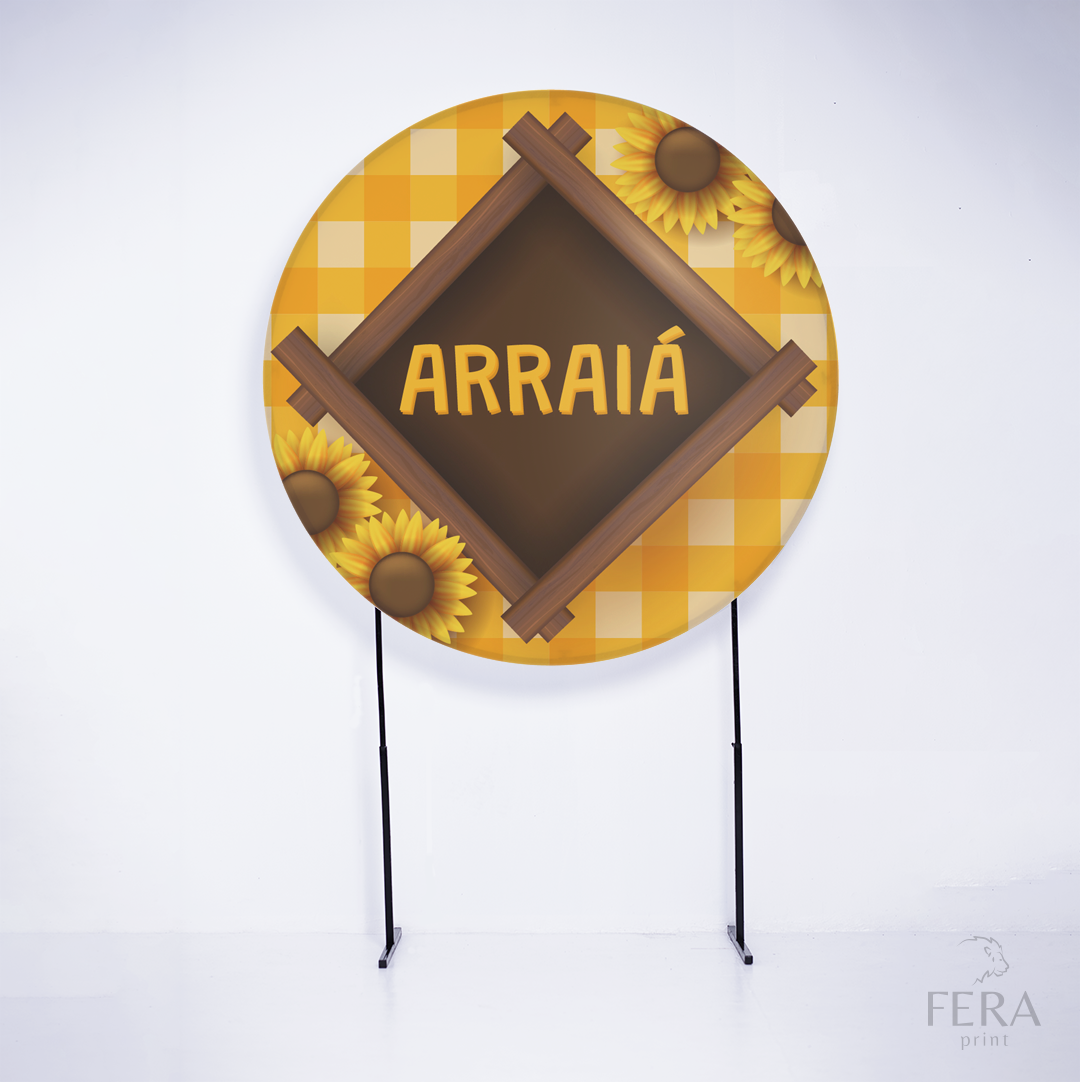 Kit Capa Cilindros + Capa Painel Festa Junina Arraiá Amarelo Sublimado
