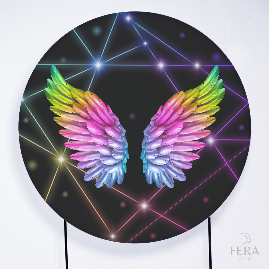 Painel Redondo Asa Neon Sublimado