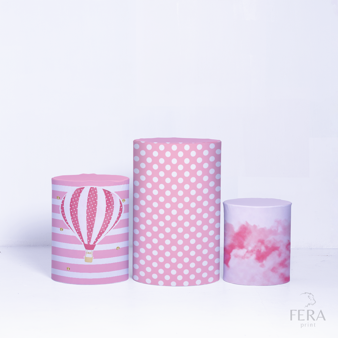 Kit Capa Cilindros + Capa Painel Balão Rosa Sublimado