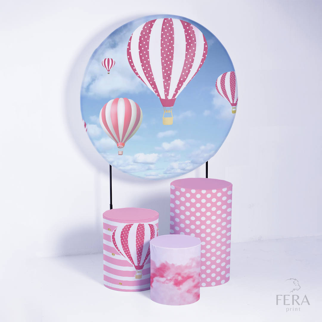 Kit Capa Cilindros + Capa Painel Balão Rosa Sublimado