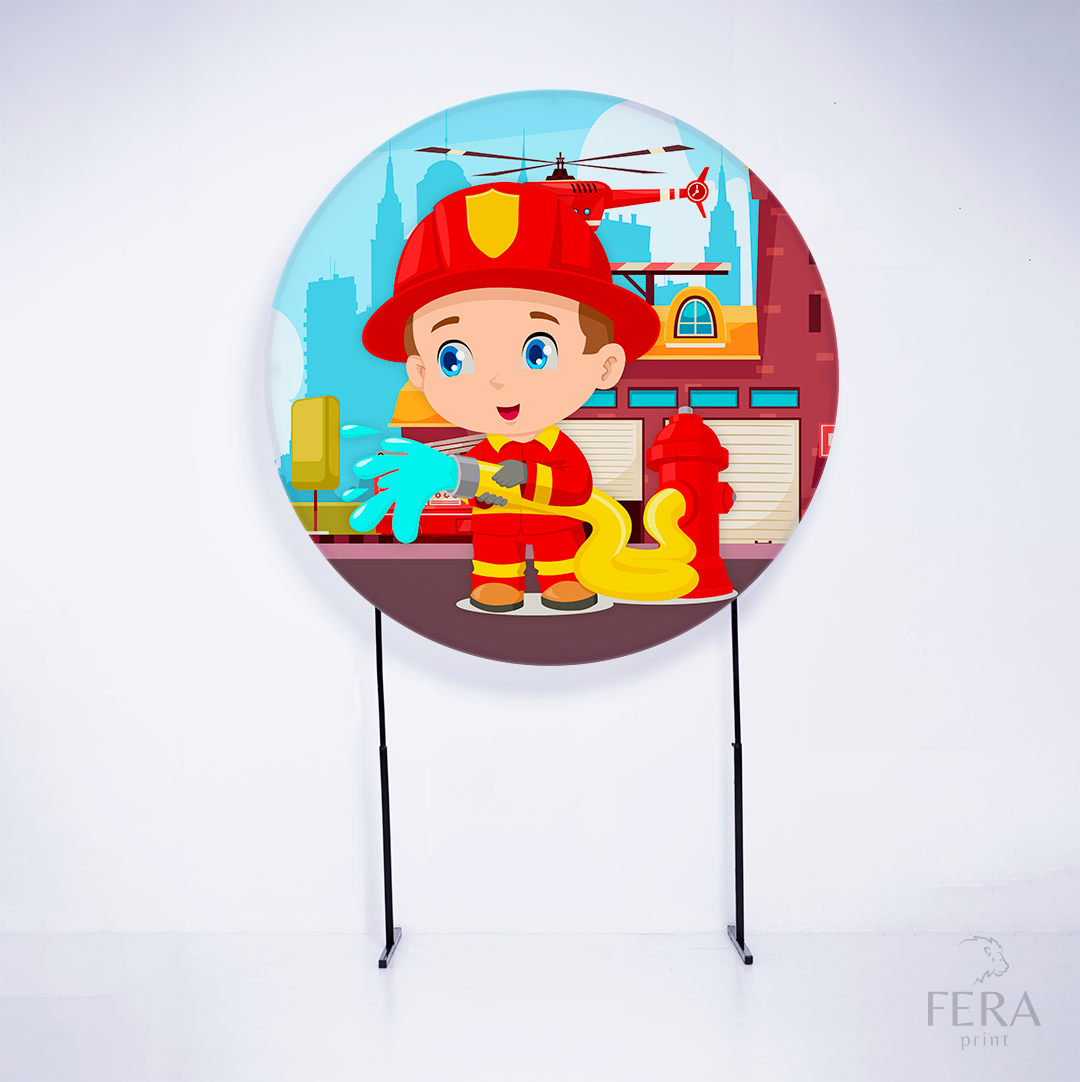 Painel Redondo Bombeiro Baby Sublimado