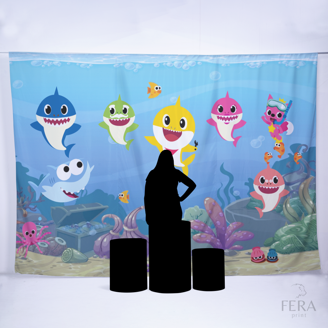 Painel Sublimado Retangular Bebê Tubarão