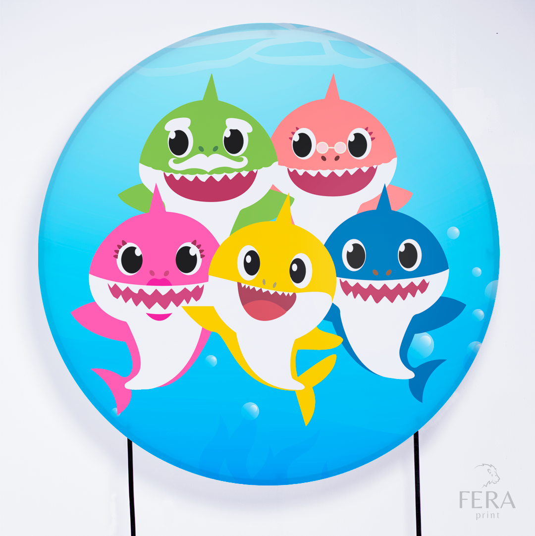 Kit Painéis + Trio Capa Cilindro Casado Bebê Tubarão Azul Sublimado