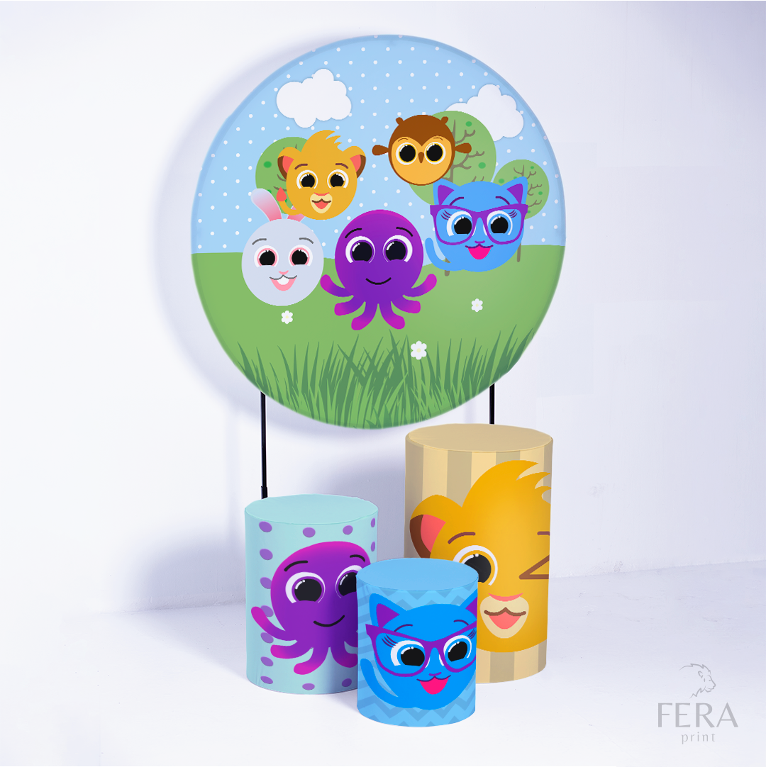 Kit Capa Cilindros + Capa Painel Bichinhos Fofo Baby Sublimado