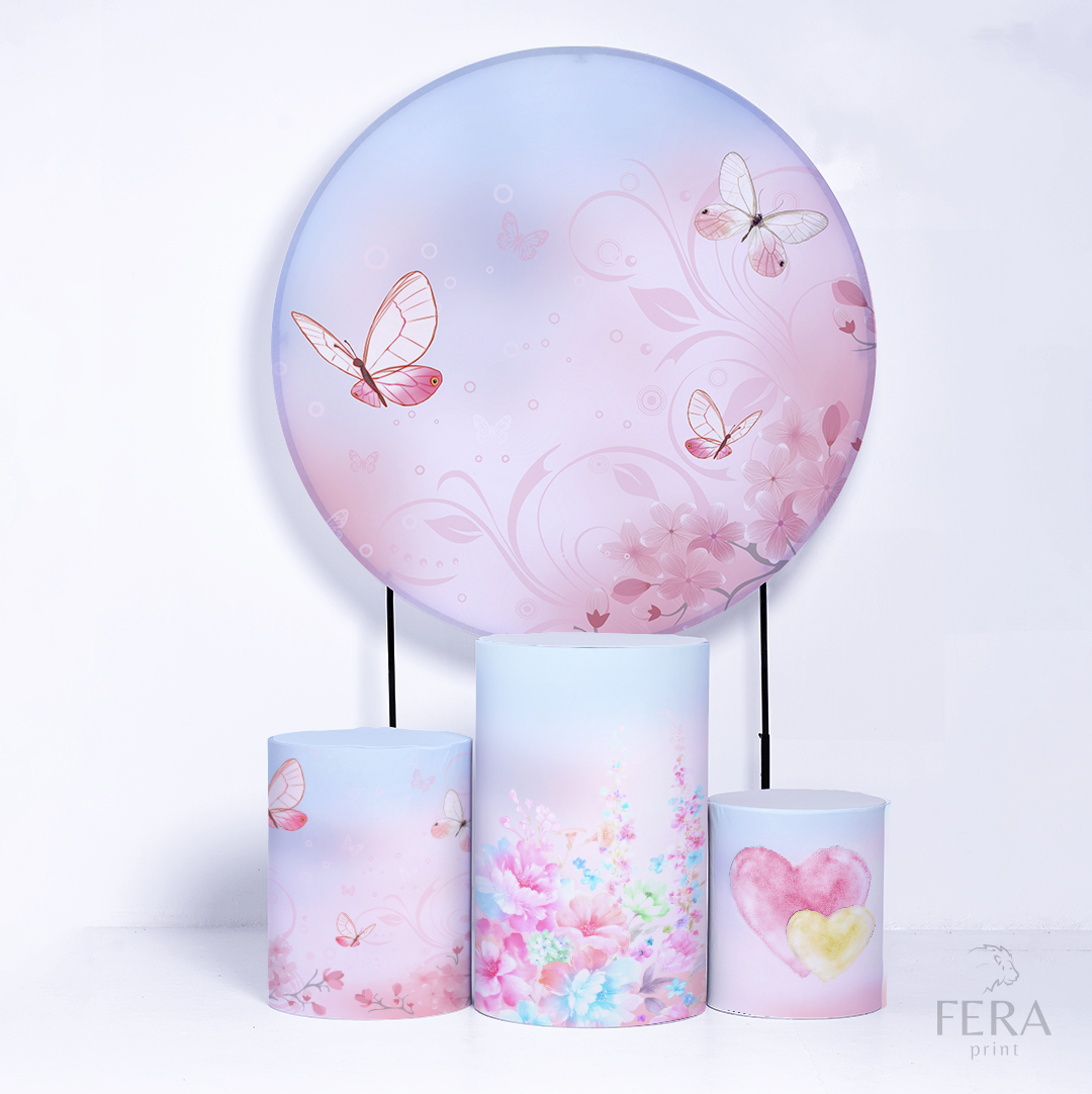 Kit Capa Cilindros + Capa Painel Borboleta Rosa Sublimado