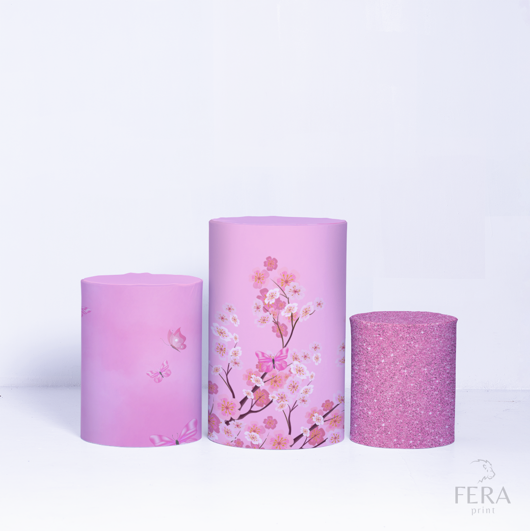 Kit Capa Cilindros + Capa Painel Borboleta Rosa Flores Sublimado