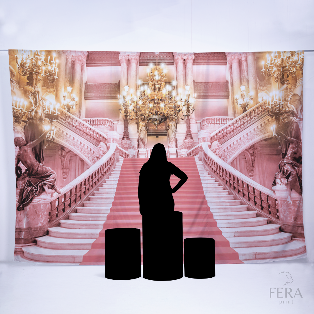 Painel Sublimado Retangular Escadaria Rosa