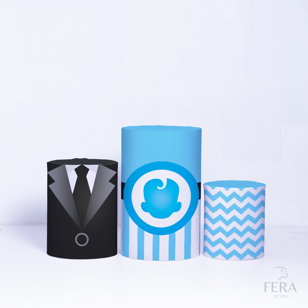 Kit Painéis + Trio Capa Cilindro Casado Bebê Chefinho Sublimado