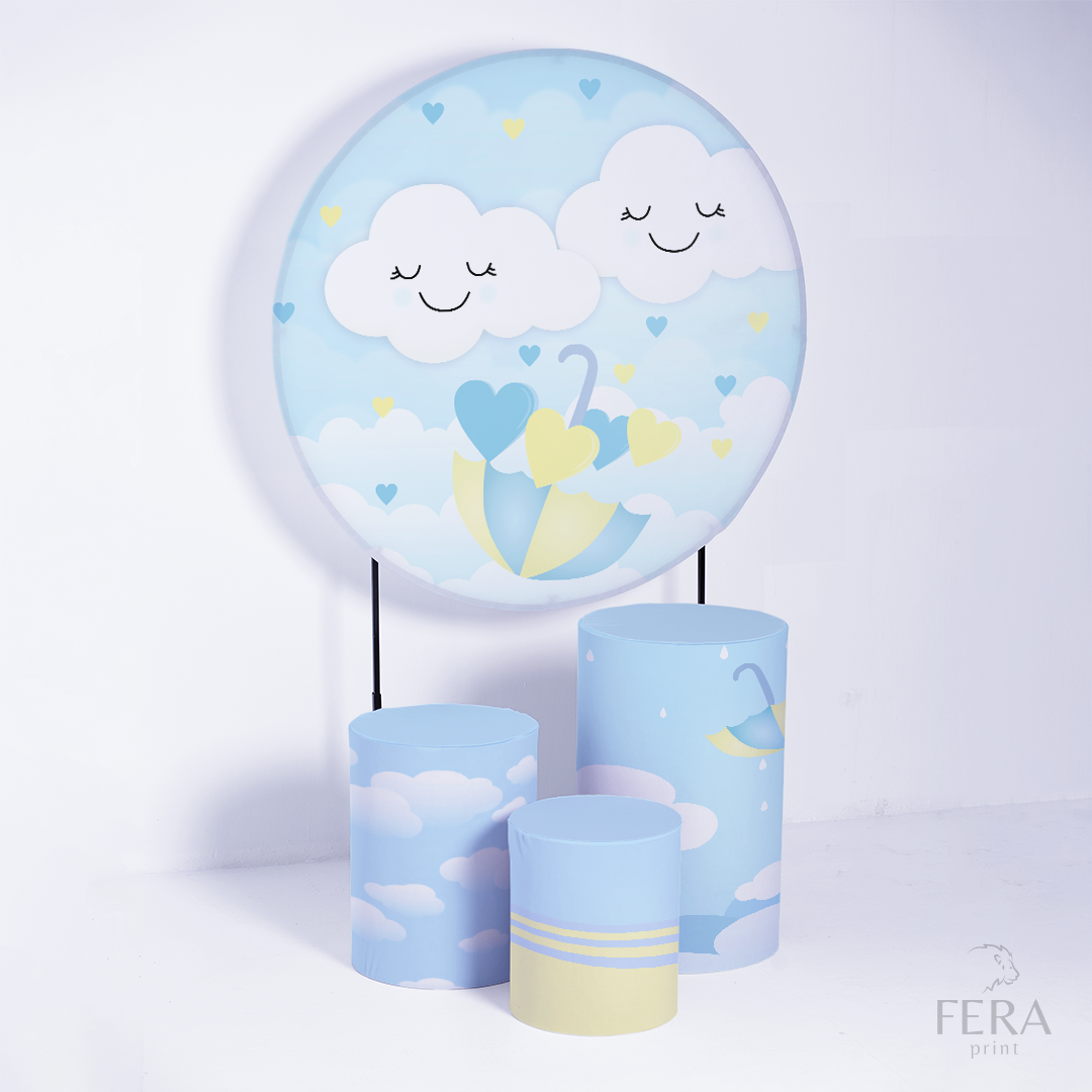 Kit Capa Cilindros + Capa Painel Chuva de Amor Nuvens Sublimado