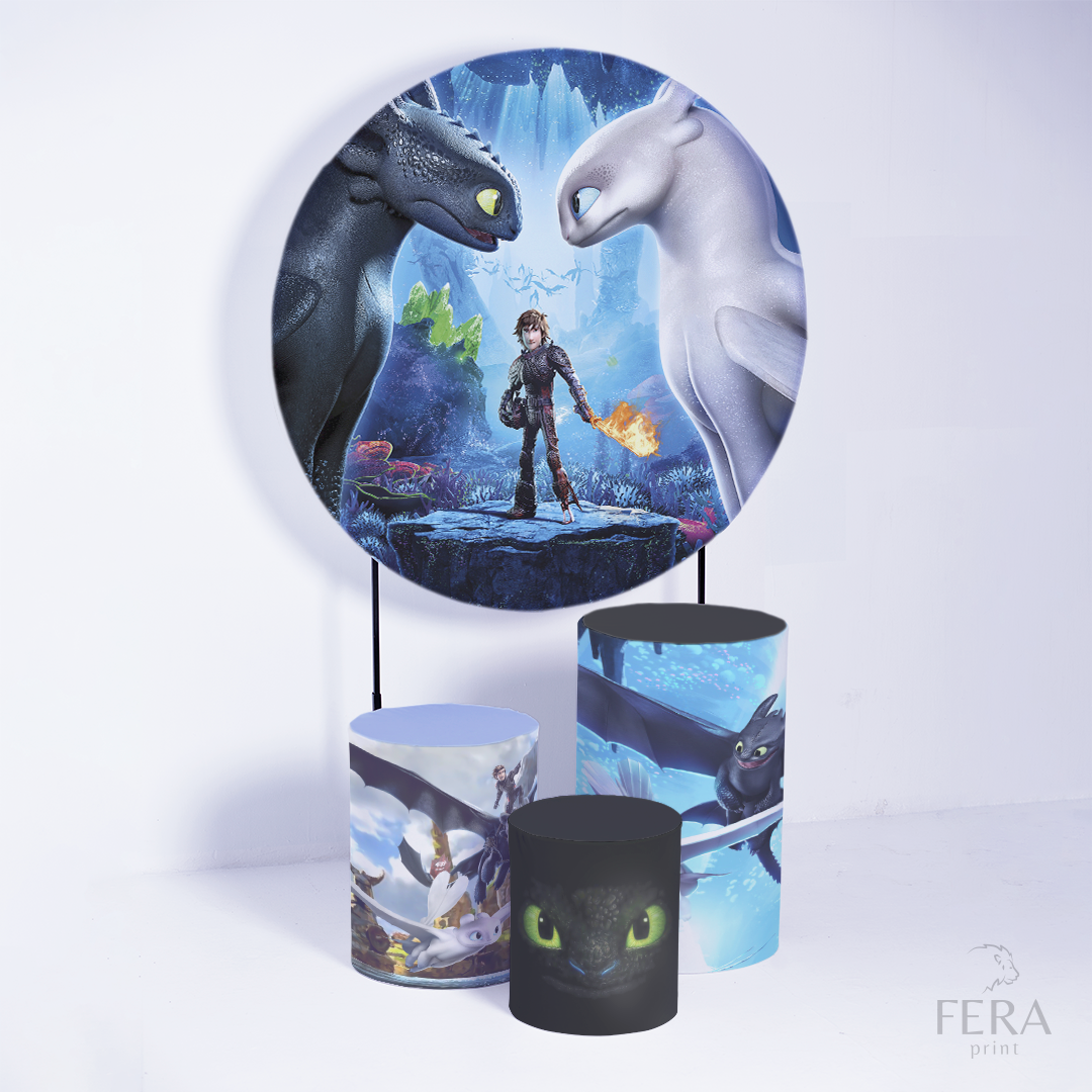 Kit Capa Cilindros + Capa Painel Como Treinar seu Dragão Sublimado