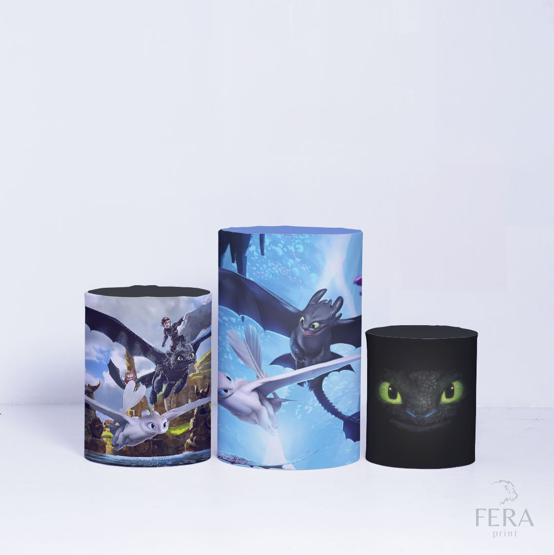 Kit Capa Cilindros + Capa Painel Como Treinar seu Dragão Sublimado